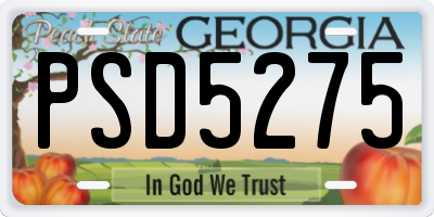 GA license plate PSD5275
