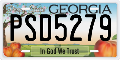 GA license plate PSD5279