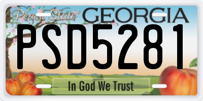 GA license plate PSD5281