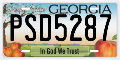 GA license plate PSD5287