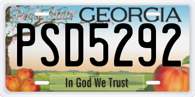 GA license plate PSD5292