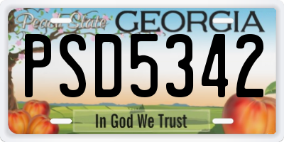 GA license plate PSD5342