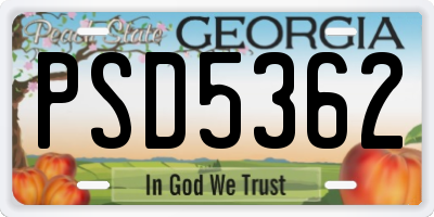 GA license plate PSD5362