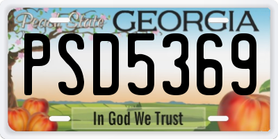 GA license plate PSD5369