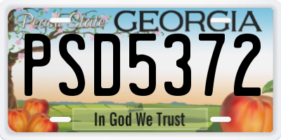 GA license plate PSD5372