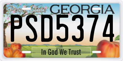 GA license plate PSD5374