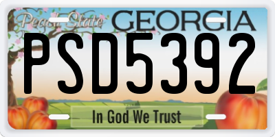 GA license plate PSD5392