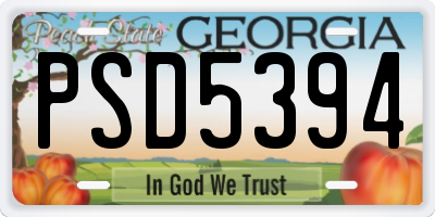GA license plate PSD5394