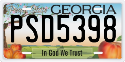 GA license plate PSD5398