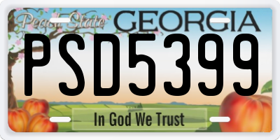 GA license plate PSD5399
