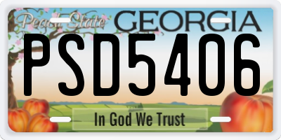 GA license plate PSD5406