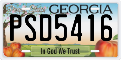 GA license plate PSD5416