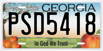 GA license plate PSD5418