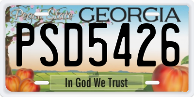 GA license plate PSD5426