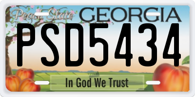 GA license plate PSD5434