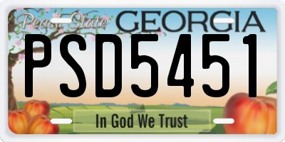 GA license plate PSD5451