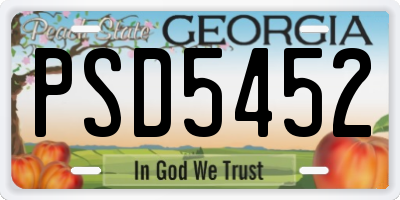 GA license plate PSD5452