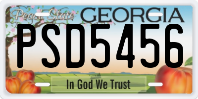 GA license plate PSD5456