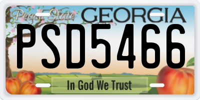 GA license plate PSD5466