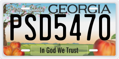 GA license plate PSD5470