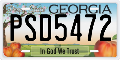 GA license plate PSD5472