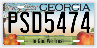GA license plate PSD5474