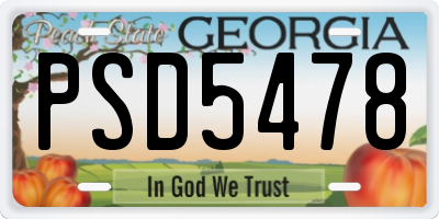 GA license plate PSD5478
