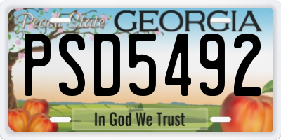 GA license plate PSD5492