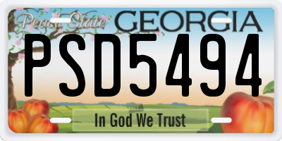 GA license plate PSD5494