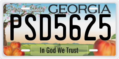 GA license plate PSD5625