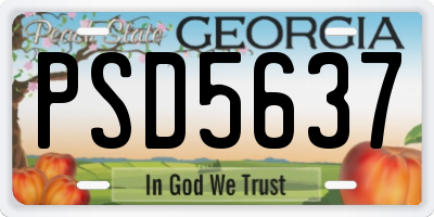 GA license plate PSD5637