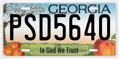 GA license plate PSD5640