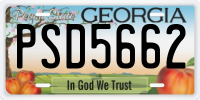 GA license plate PSD5662