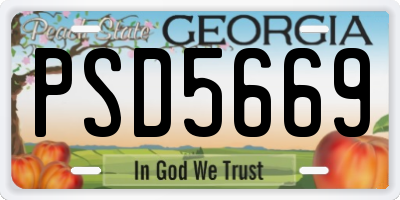 GA license plate PSD5669