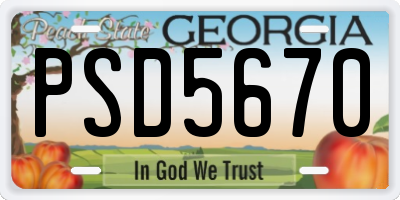 GA license plate PSD5670