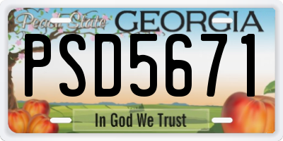 GA license plate PSD5671
