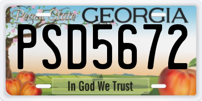 GA license plate PSD5672