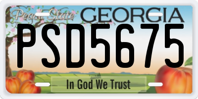 GA license plate PSD5675