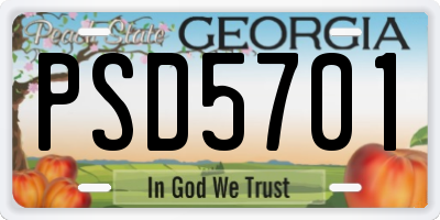 GA license plate PSD5701