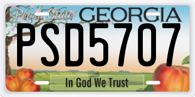 GA license plate PSD5707