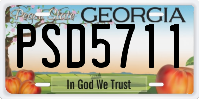GA license plate PSD5711