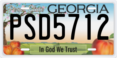 GA license plate PSD5712