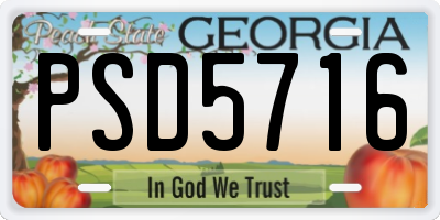 GA license plate PSD5716