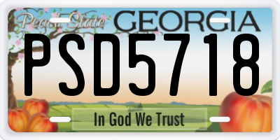 GA license plate PSD5718