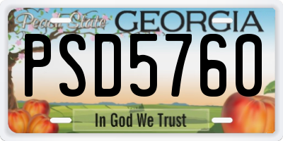 GA license plate PSD5760