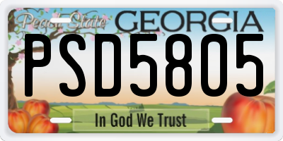GA license plate PSD5805