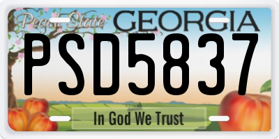 GA license plate PSD5837