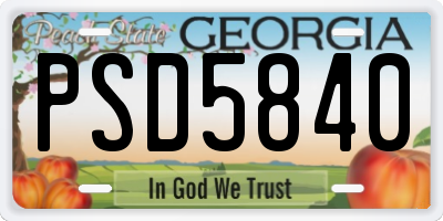 GA license plate PSD5840