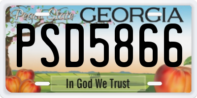 GA license plate PSD5866