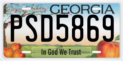 GA license plate PSD5869